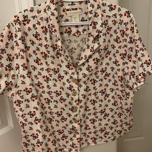 Short sleeve linen Cynthia Rowley floral blouse